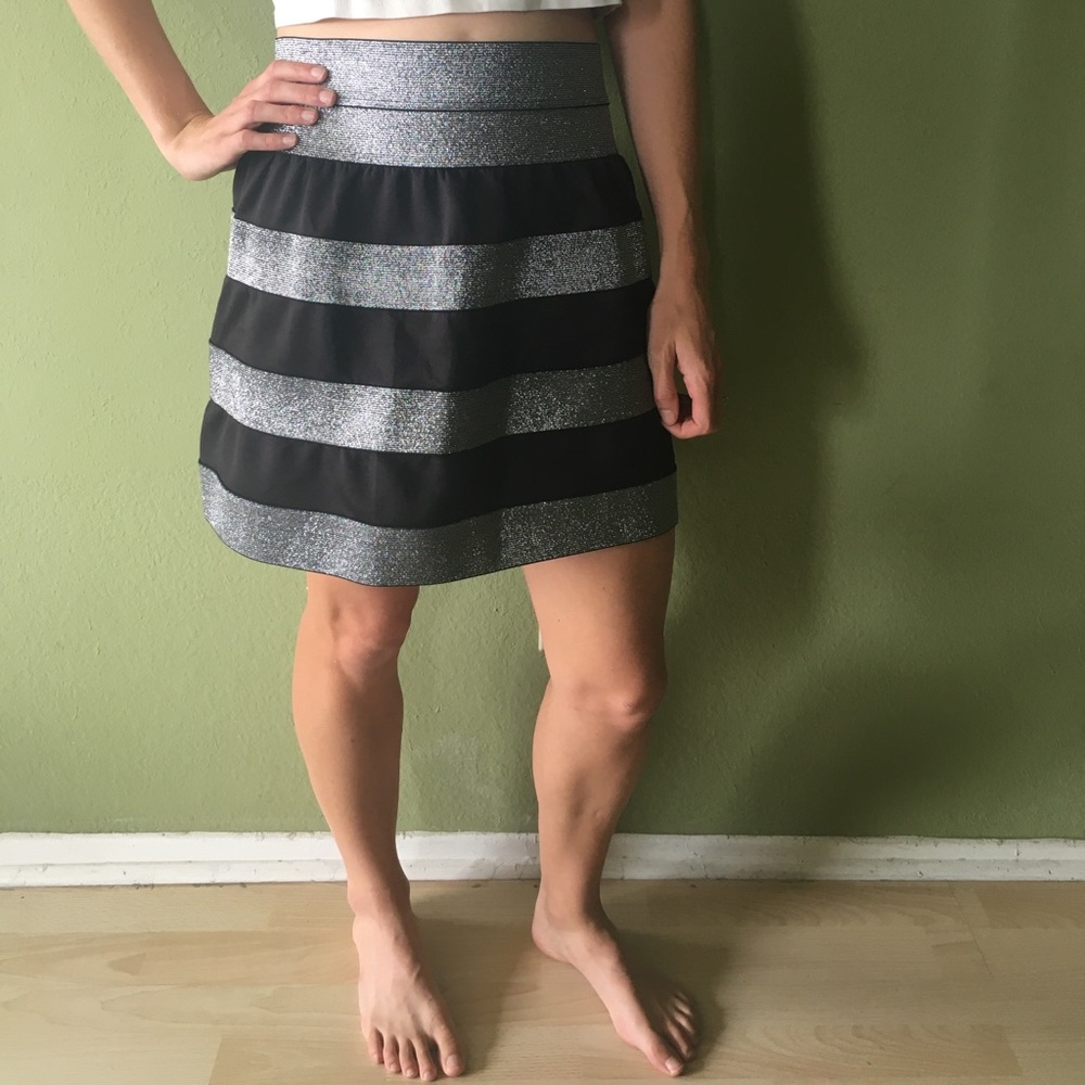 Vintage Black and Silver Mini Skirt - Picture 2 of 5
